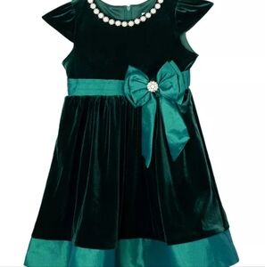 NWT Toddler Rare Editions Green Velvet Dress Size- 4t/4